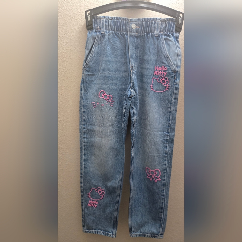 H&M Hello Kitty Kids Blue Jeans with Pink Hello Kitty Design